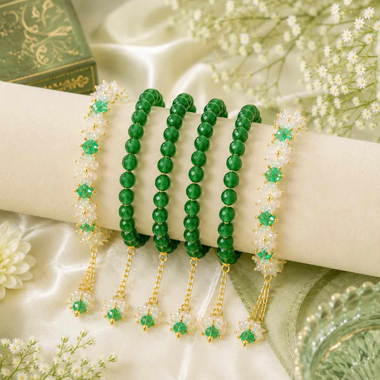 Emerald Blossom Bangles